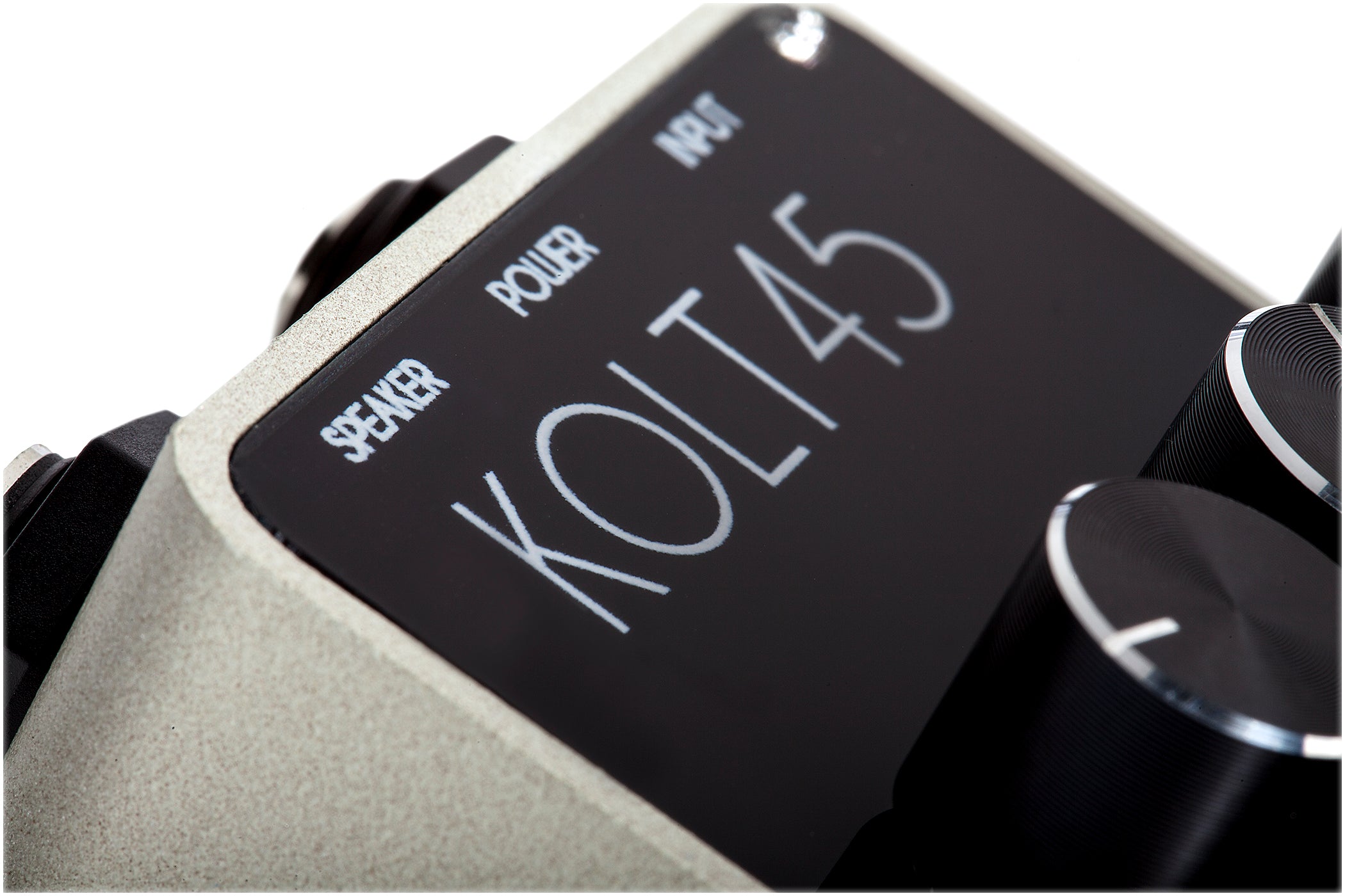 Foxgear Kolt 45 power amplifier pedal — logo detail view