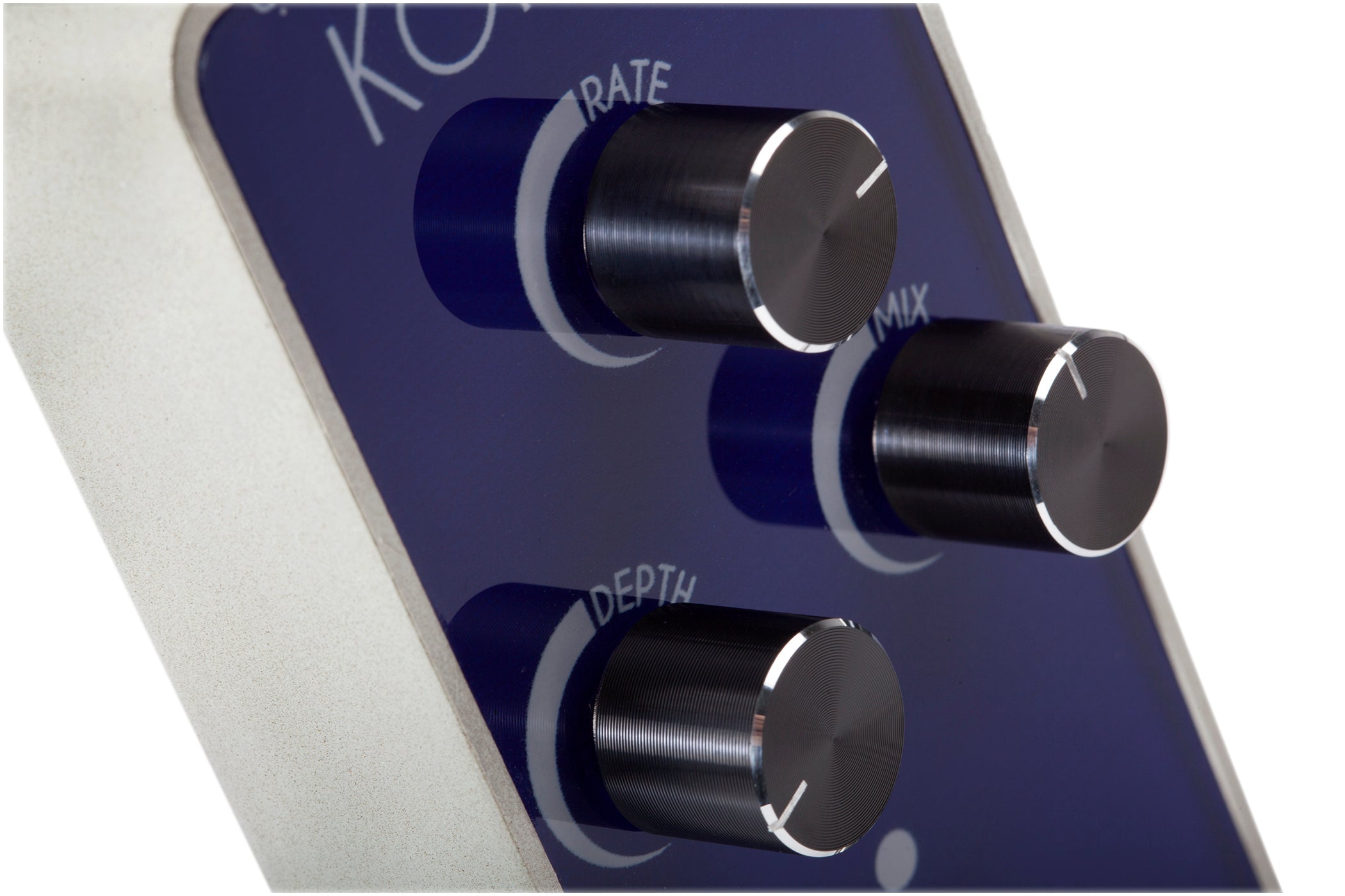 Foxgear Korus analog chorus pedal knobs close-up
