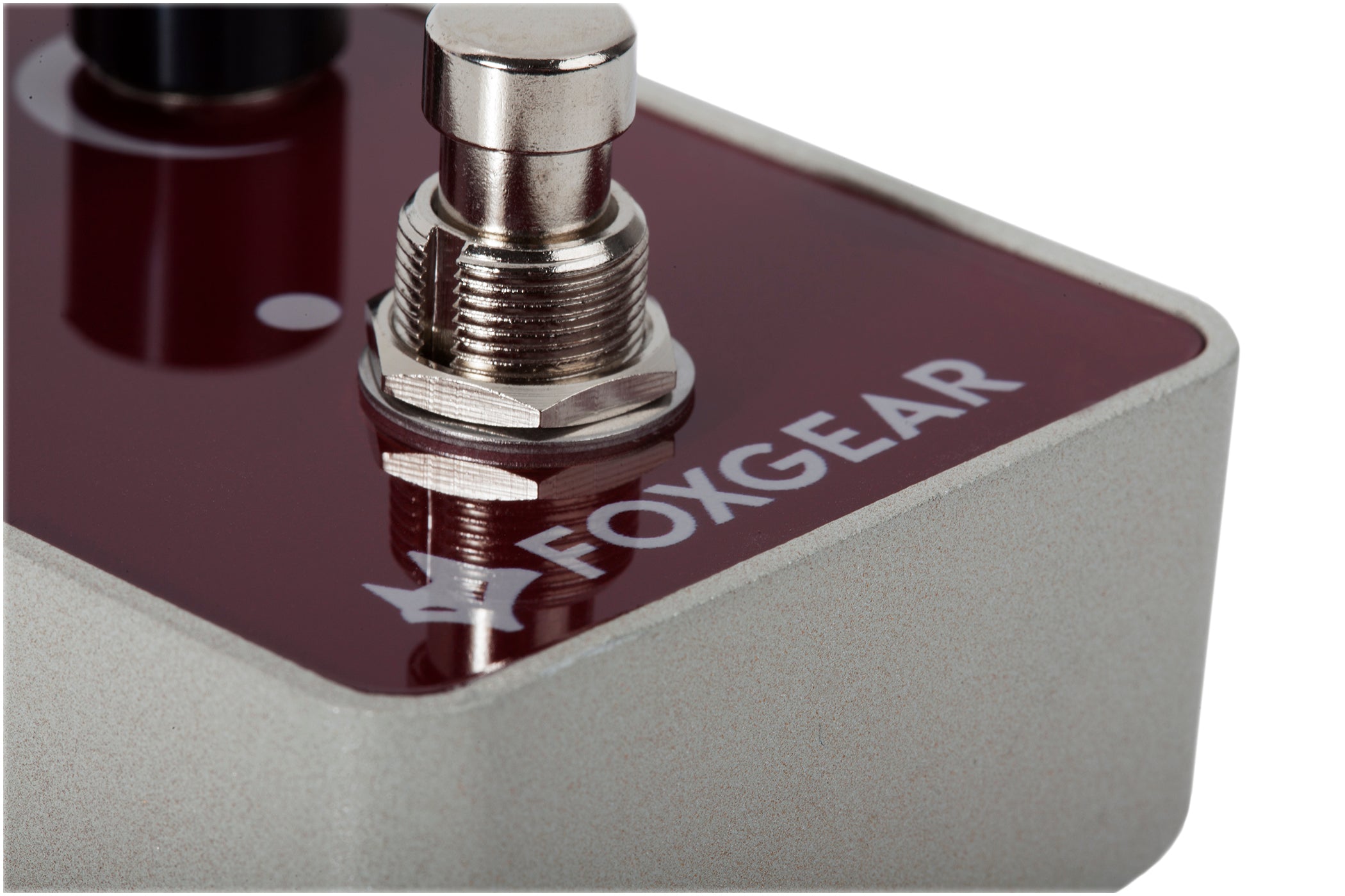 Foxgear Manic Fuzz pedal Foxgear logo detail