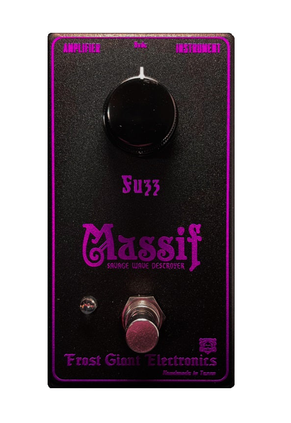 Frost Giant Electronics Massif 1-knob fuzz pedal - black enclosure, front view