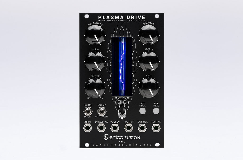 Gamechanger Audio Plasma Drive eurorack module — angled view of black panel