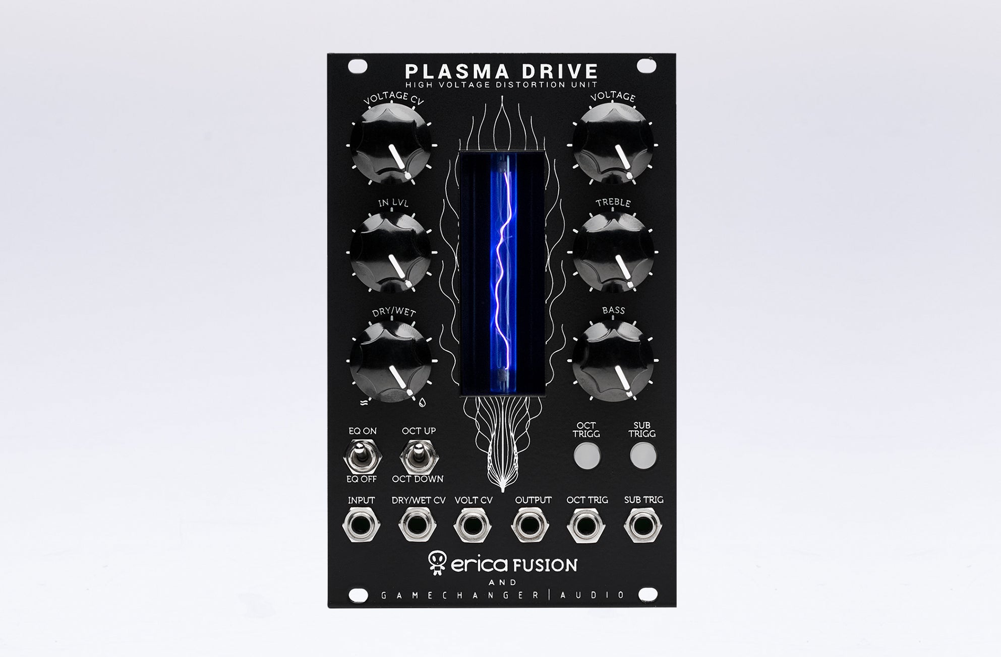 Gamechanger Audio Plasma Drive eurorack module — angled view of black panel