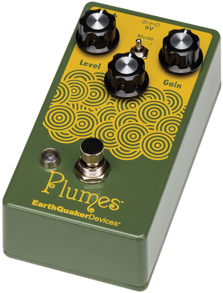 EarthQuaker Devices Plumes overdrive pedal — angled view showing controls