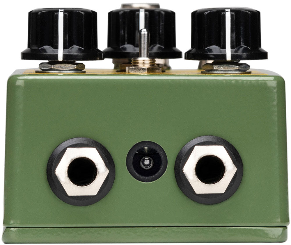 EarthQuaker Devices Plumes overdrive pedal — detail view of knobs and mode switch