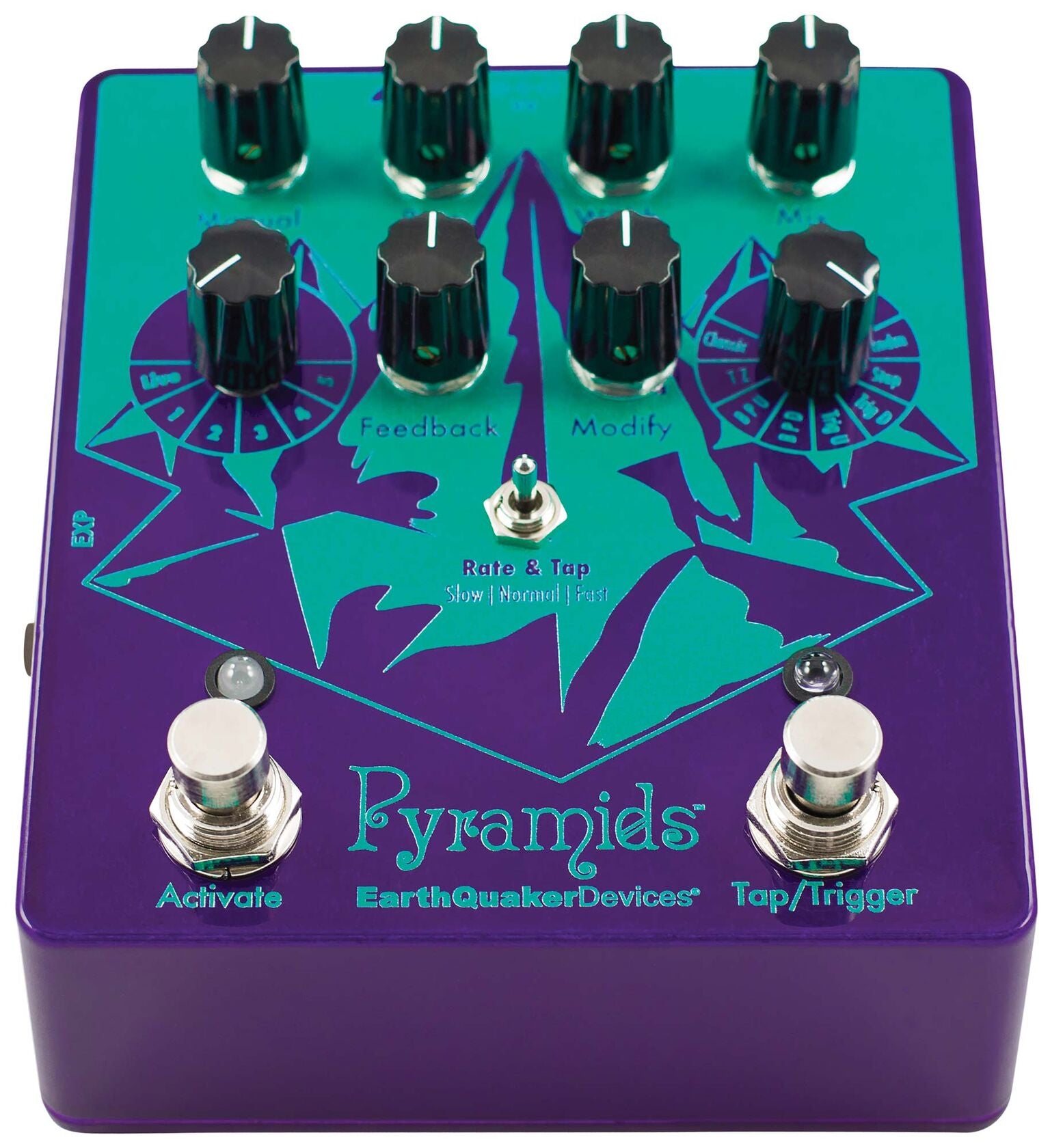 EarthQuaker Devices Pyramids Stereo Flanging Device — rear view showing I/O jacks