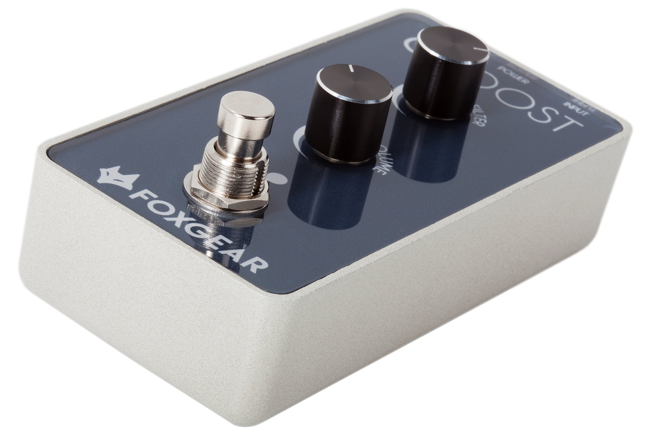 Foxgear Q Boost pedal upshot angled view