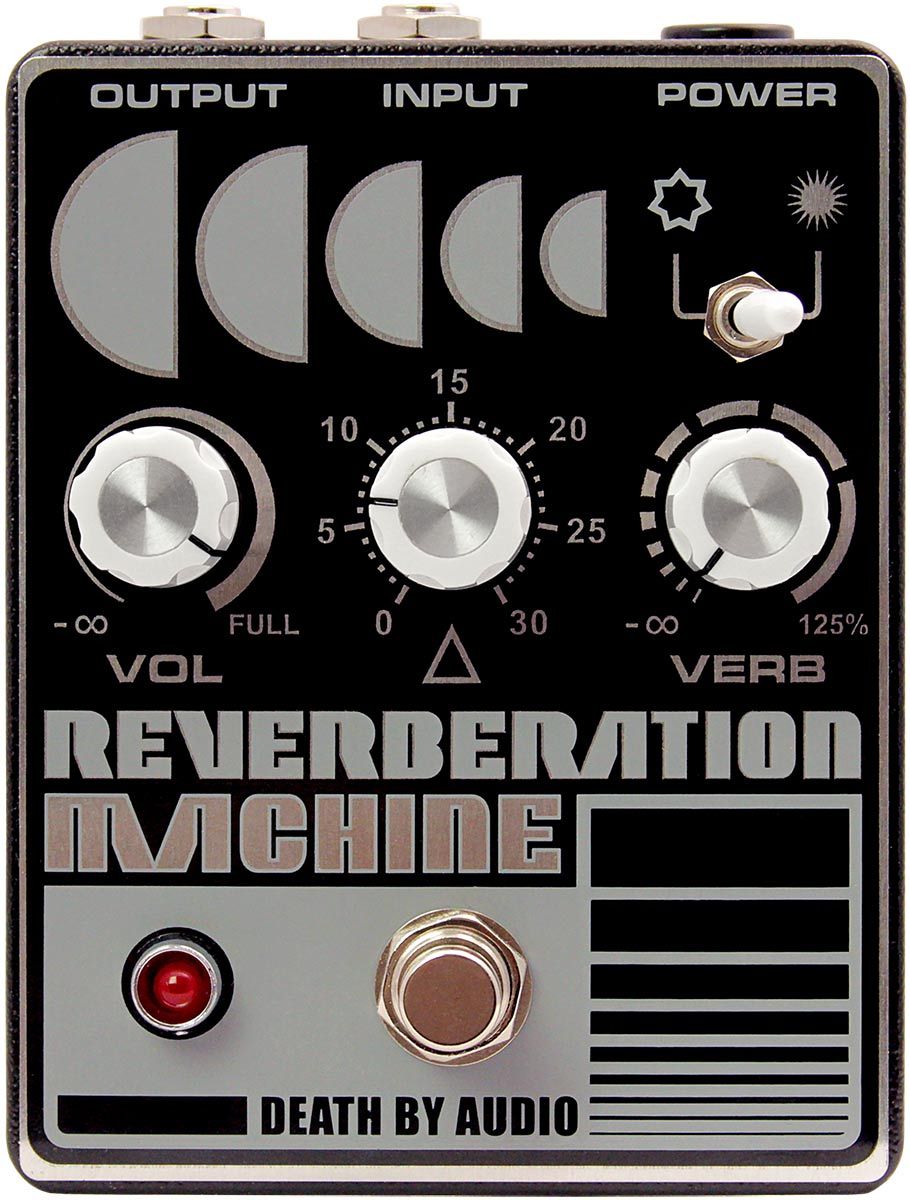 Death By Audio Reverberation Machine reverb pedal — black, front face