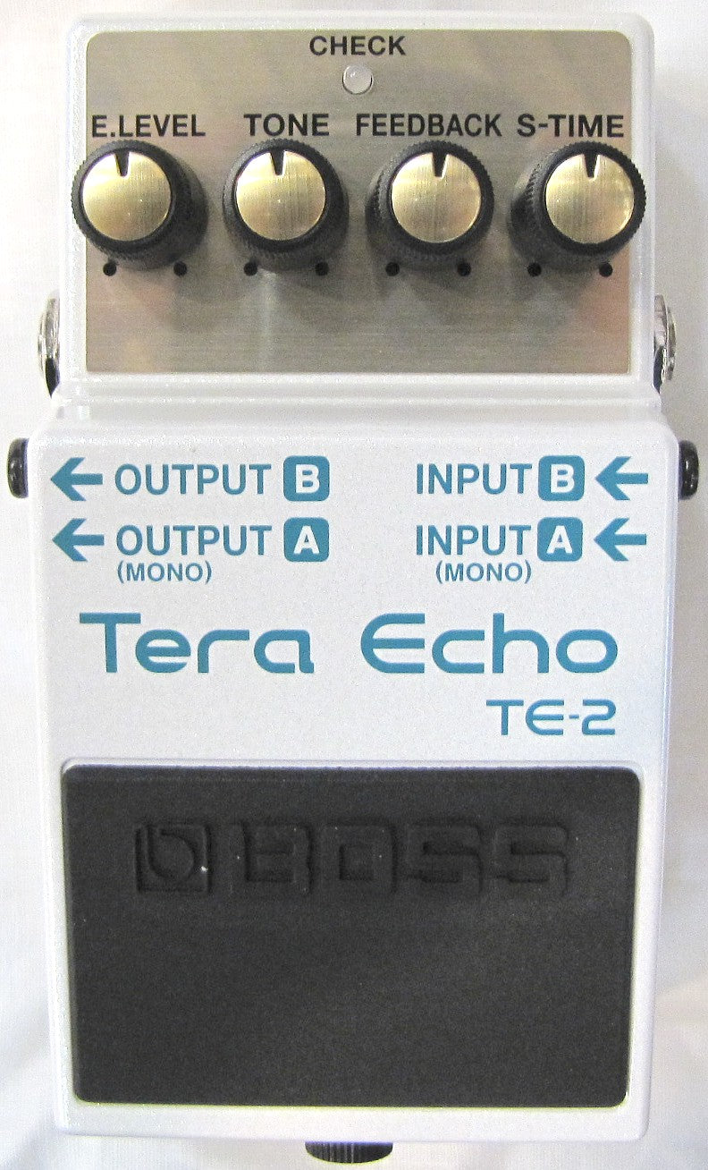 Used Boss TE-2 Tera Echo reverb pedal — top view