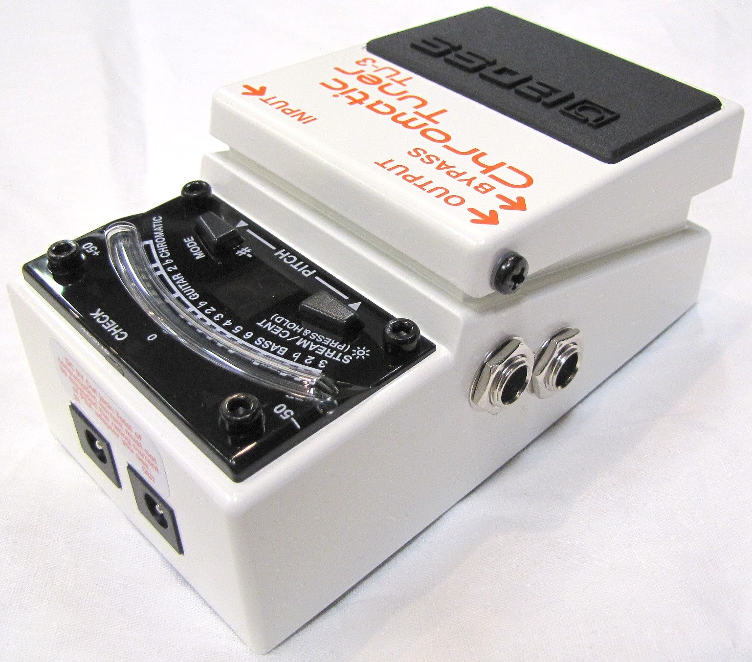 Used Boss TU-3 Chromatic Tuner pedal showing input and output jacks