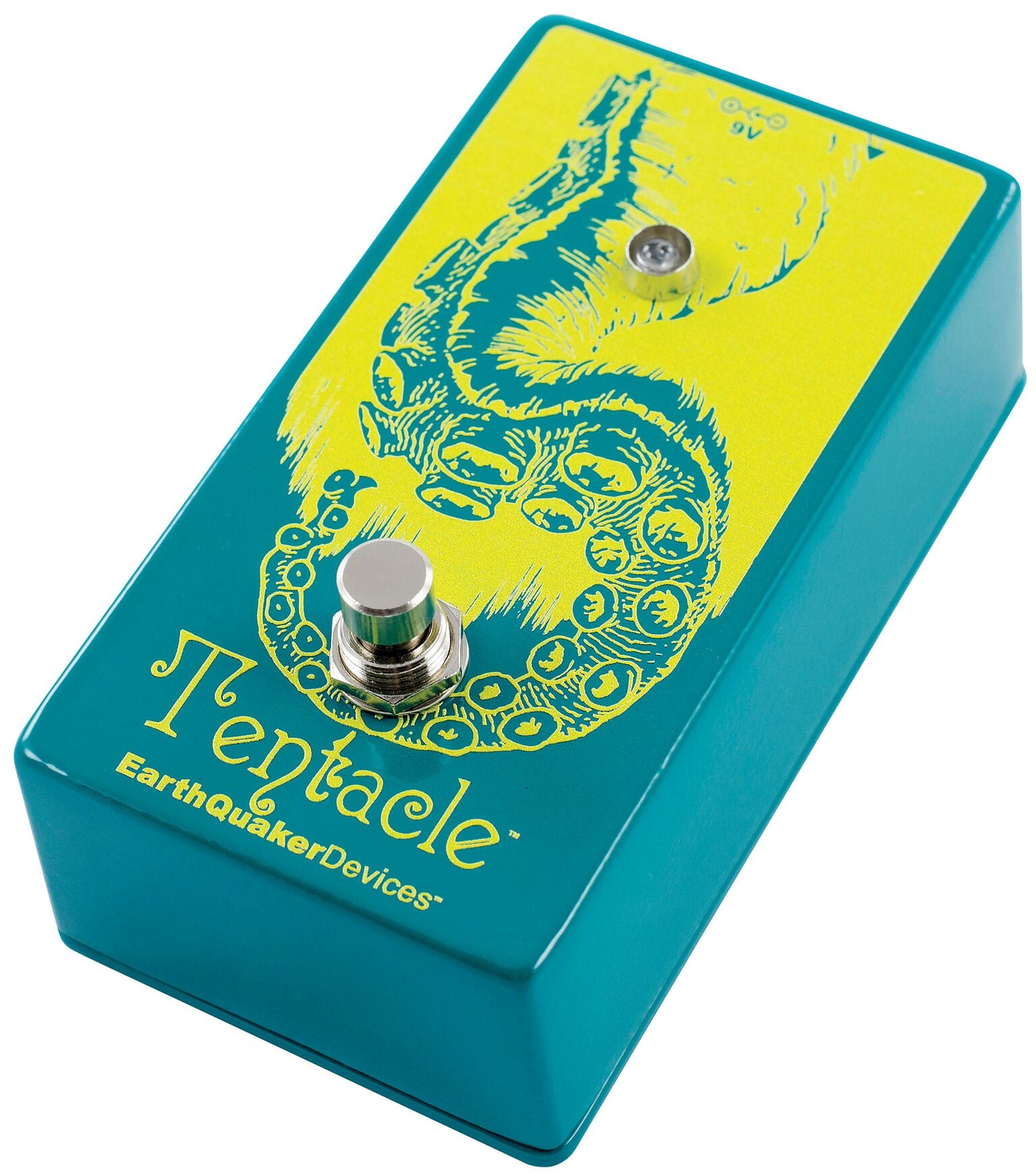 EarthQuaker Devices Tentacle V2 octave up pedal — teal enclosure, angled view