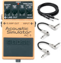 Boss AC-3 Acoustic Simulator pedal - orange body with patch and guitar cables