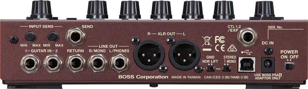 Boss AD-10 Acoustic Preamp pedal - rear connectivity panel