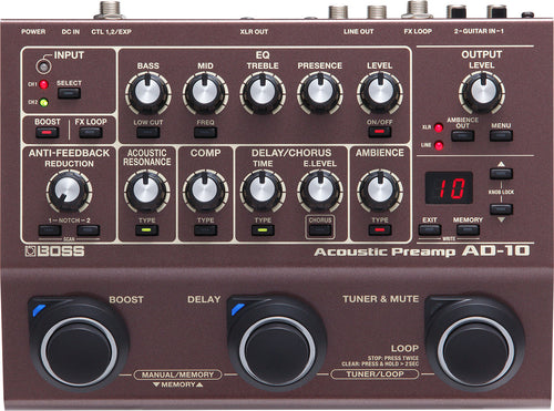 New Boss AD-10 Acoustic PreAmp Guitar Effects Pedal