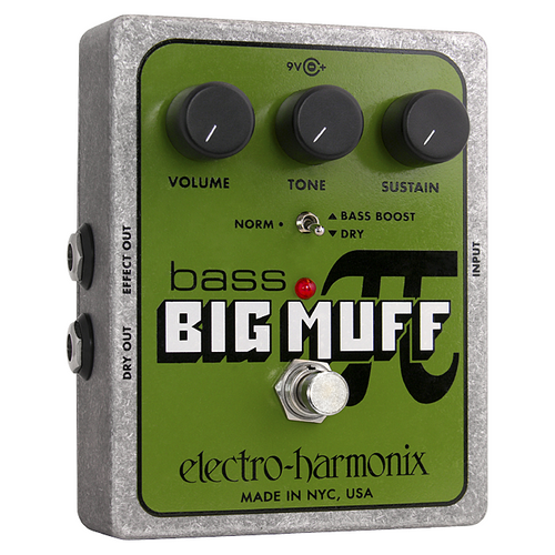 Electro-Harmonix EHX Bass Big Muff Pi Distortion Fuzz Pedal - Green Enclosure Front View