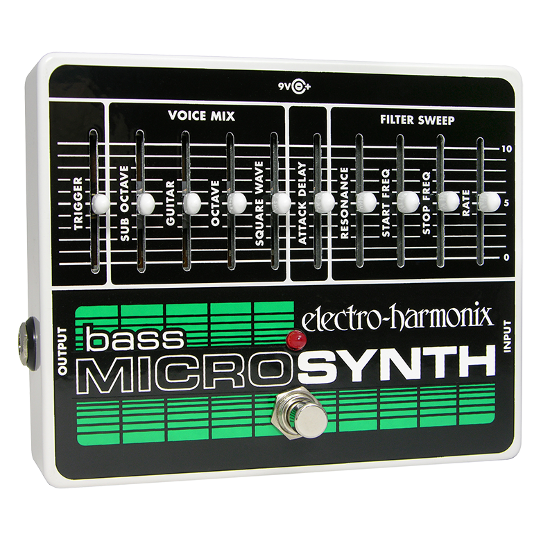 Electro-Harmonix Bass Microsynth analog synthesizer pedal — white enclosure