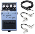 Boss CH-1 Super Chorus blue guitar effects pedal with instrument and patch cables