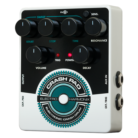 New Electro-Harmonix EHX Crash Pad electronic drum synthesizer pedal, white enclosure, top view