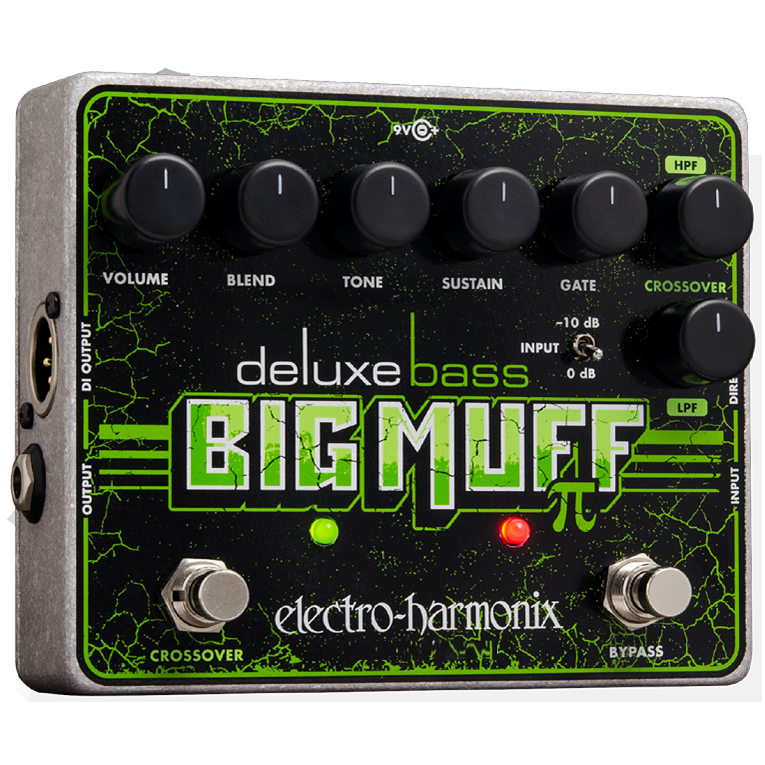 New Electro-Harmonix Deluxe Bass Big Muff Pi distortion pedal, black with green graphics