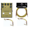 Fender Compugilist compressor/distortion pedal — with included Fender tweed instrument and patch cables