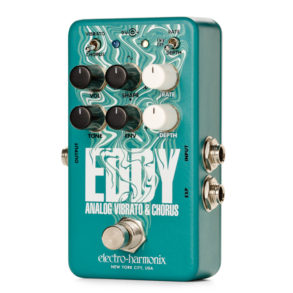 Electro-Harmonix Eddy analog vibrato and chorus pedal — angled view
