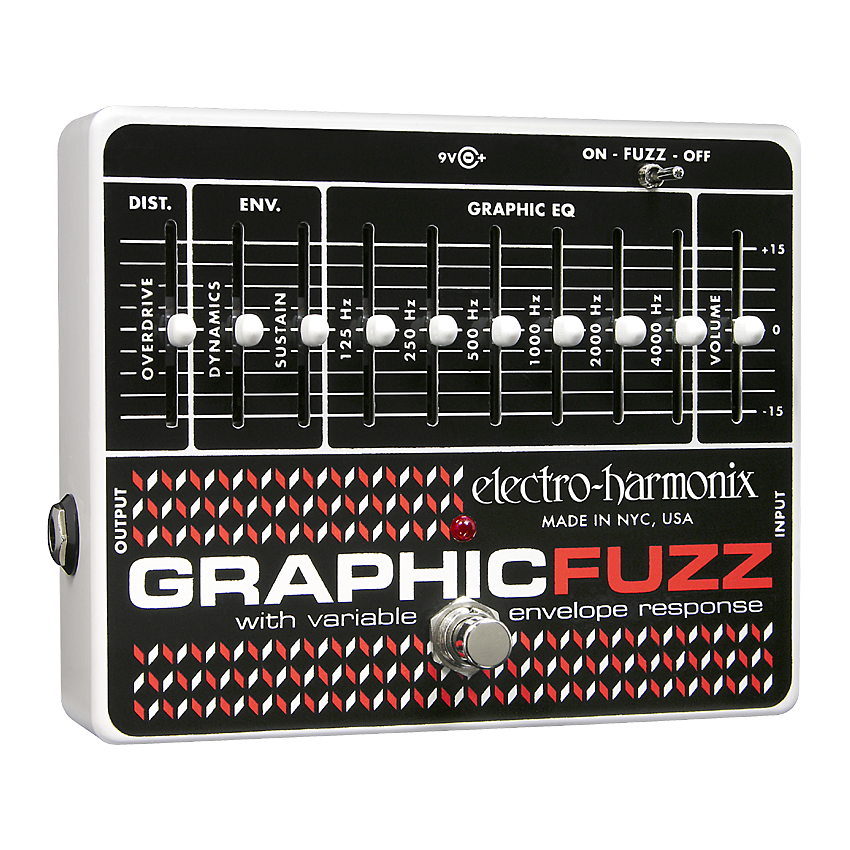 Electro-Harmonix Graphic Fuzz EQ guitar pedal — black and white enclosure