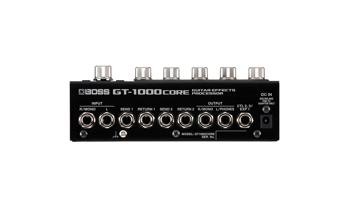 Boss GT-1000CORE processor angled view showing controls