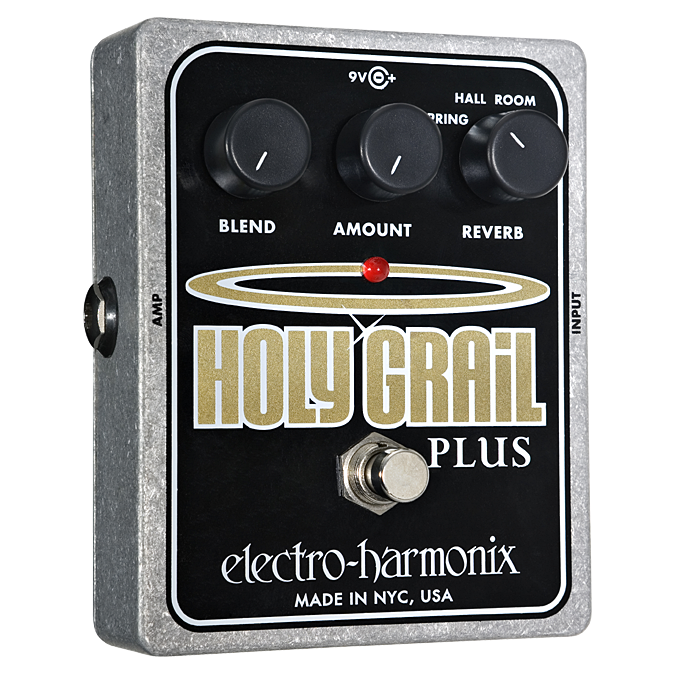 Electro-Harmonix Holy Grail Plus variable reverb guitar pedal — silver enclosure