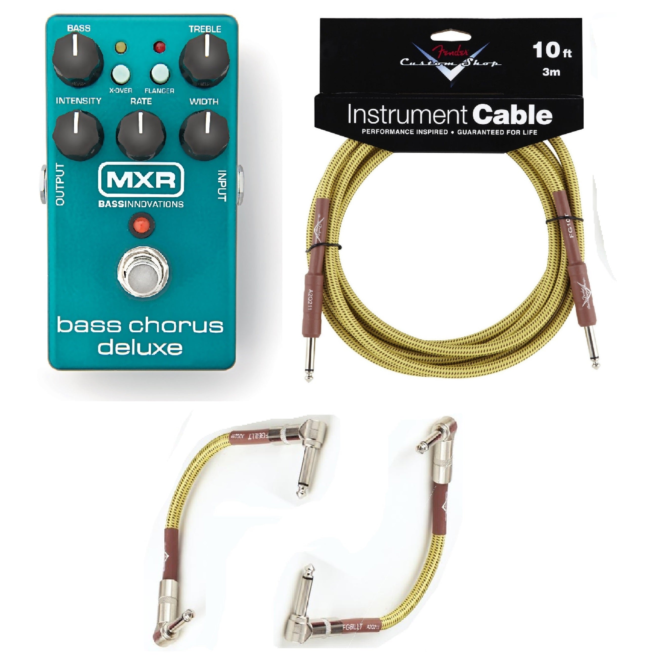 MXR M83 Bass Chorus Deluxe pedal - teal enclosure with cables