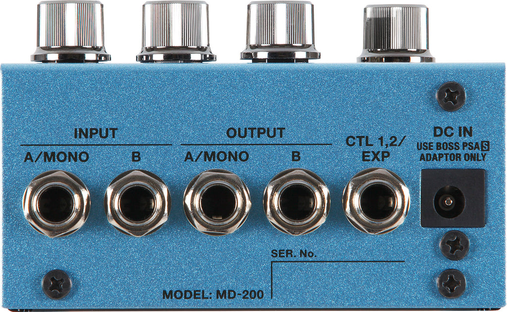 Boss MD-200 modulation pedal — rear panel with jacks