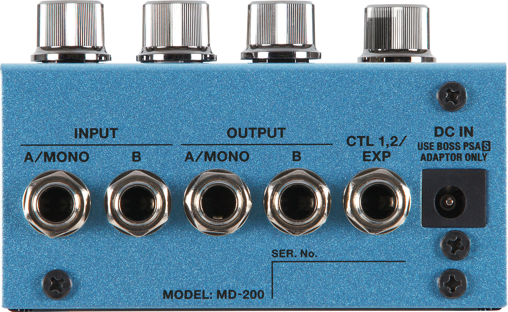 Boss MD-200 modulation pedal — rear panel with jacks