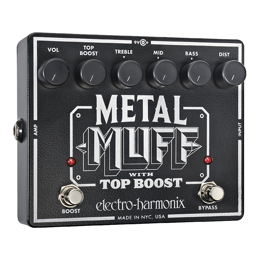 Electro-Harmonix Metal Muff distortion pedal with Top Boost — black enclosure