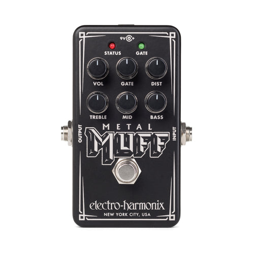 Electro-Harmonix Nano Metal Muff distortion pedal — front view with VOL, GATE, DIST and EQ knobs