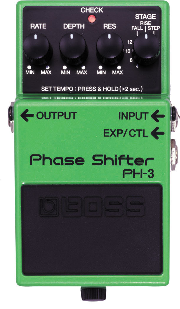 Boss PH-3 Phase Shifter phaser pedal — green enclosure top view