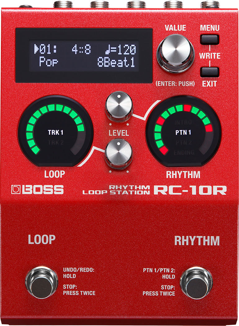 Boss RC-10R Rhythm Loop Station looper pedal top panel front view