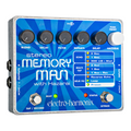 Electro-Harmonix Stereo Memory Man with Hazarai delay looper pedal — blue chassis front