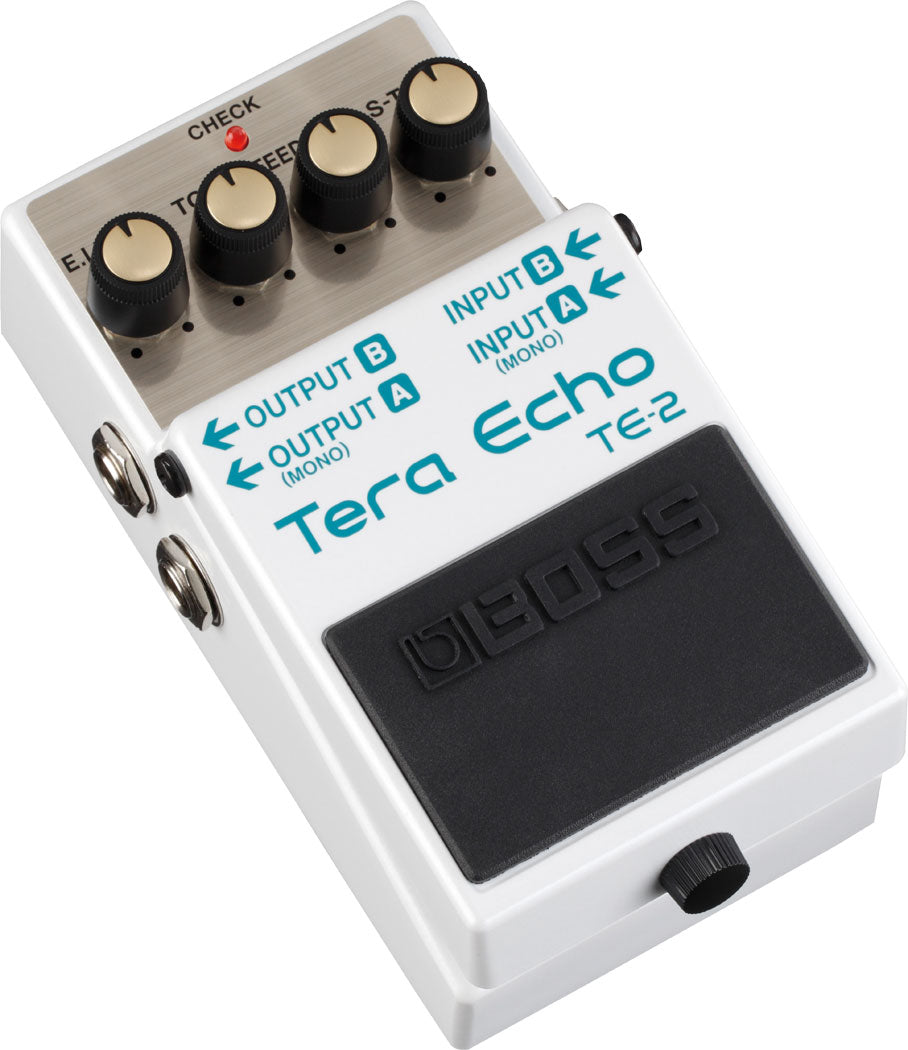 Boss TE-2 Tera Echo reverb pedal — angled view