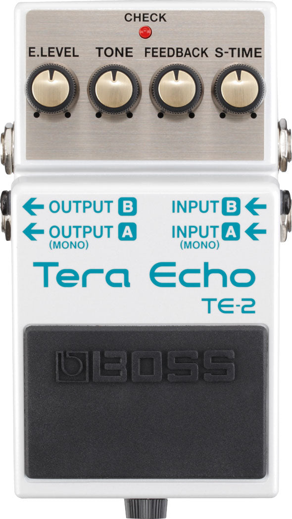 Boss TE-2 Tera Echo reverb pedal — top control panel