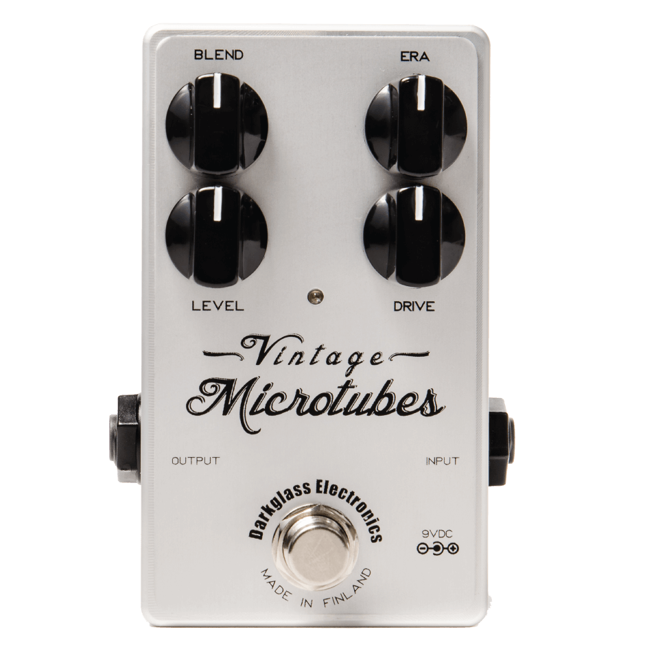 Darkglass Vintage Microtubes overdrive pedal — product graphic with Blend, Era, Level and Drive controls
